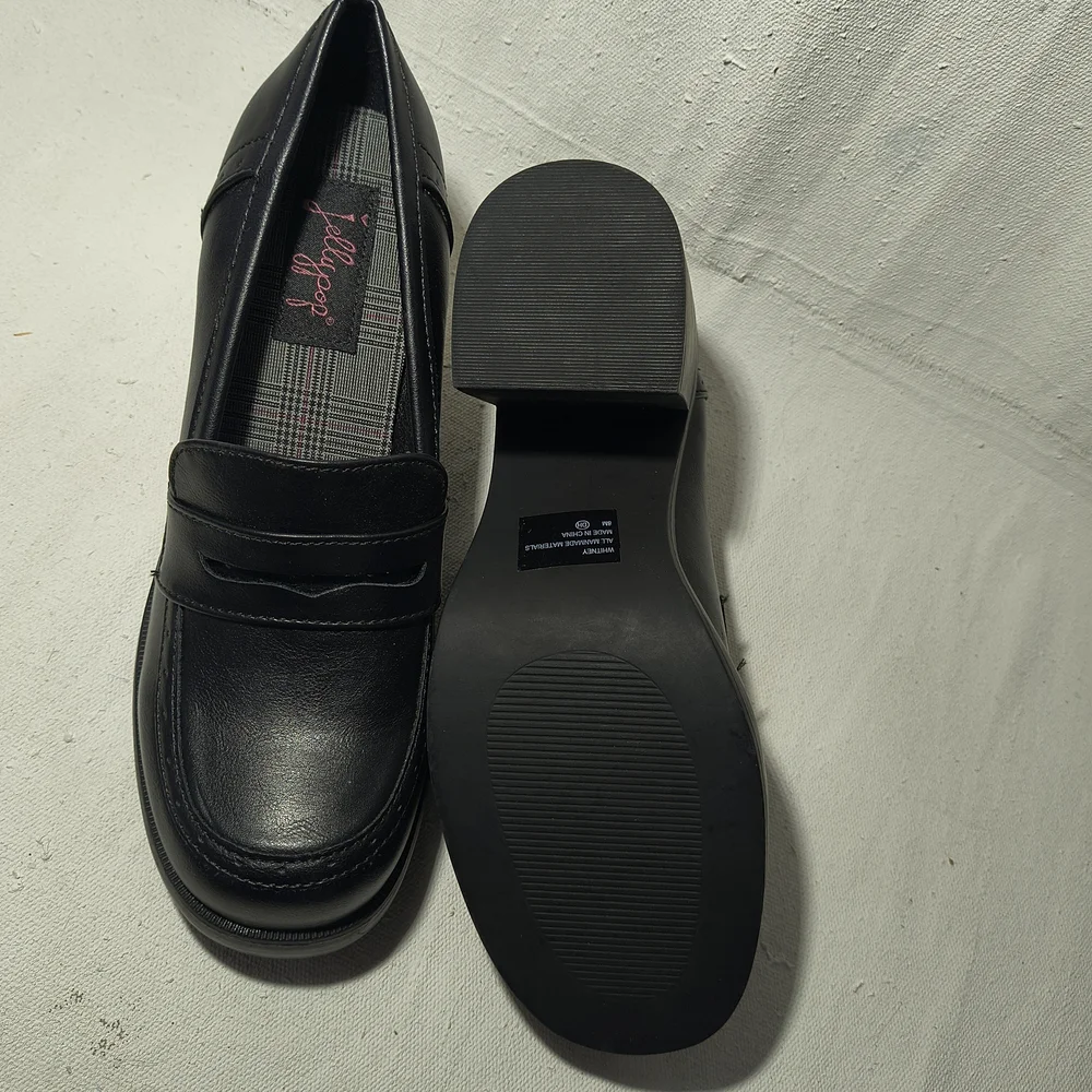 Women's 3 Inch Black Wedge Heel Slip On Loafers By Jelly Pop - Picture 4 of 6